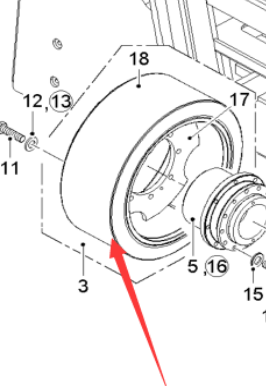  milling machine rear wheel solid tire part number 2149239