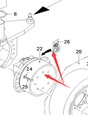  Pavement Milling Machine Front Wheel Travel Motor Part Number 186031