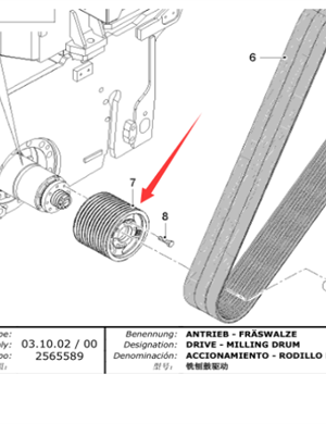  road milling machine milling drum pulley part number 2102336