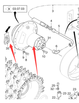  road milling machine milling drum clutch assembly part number 159871