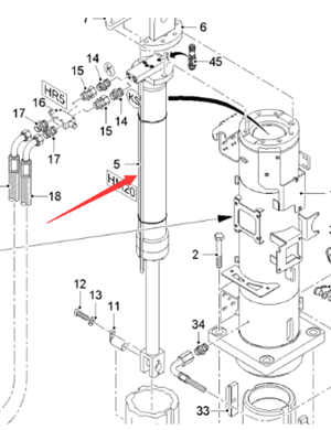  road milling machine with sensor support leg cylinder part number 2371751