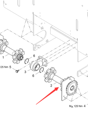 Vö pavers   Right scraper sprocket shaft part number 2052711