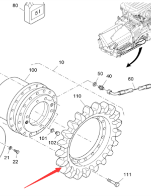 Vö pavers    Traveling drive gear tooth part number 2043368