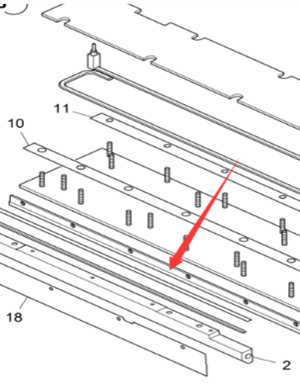 Vö pavers   Extension of 1.25 meters, iron plate wear strip part number 2333769