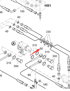 Vö Paver   Screed hydraulic oil pipe part number 2228152