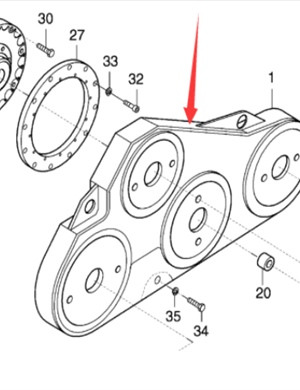 Part number 951073527 for the transfer case of the Dynapac paver