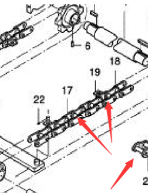 Paver parts maintenance scraper large chain part number D933023062