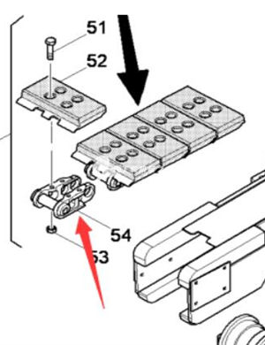 Part number/supplied by the paver chain rail manufacturer