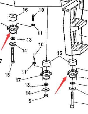 Part number 372757 for the cab shock absorber block