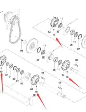 Scraper sprocket positioning pin part number 0196147100