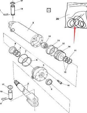 Steering cylinder repair kit part number 935847 