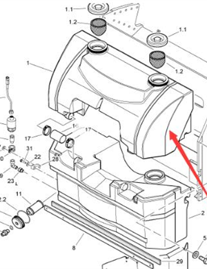 BOMAG BW203AD-4 roller upper water tank part number 92017012 