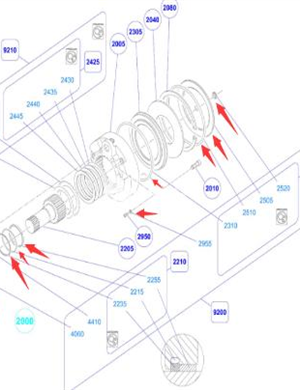 BOMAG walking motor brake repair kit part number 9200 