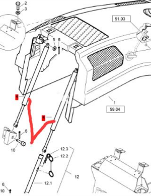 BOMAG engine hood gas spring part number 05581171 