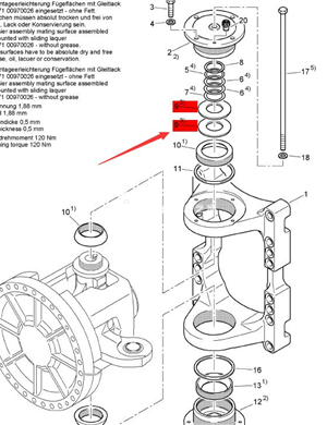 BOMAG intermediate hinge gasket part number 09291102 