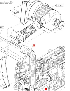 BOMAG turbocharger intake pipe part number 06510036