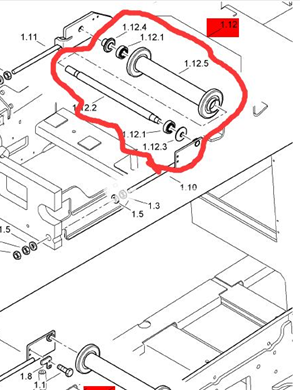  BOMAG scraper guide wheel axle assembly part number 89220055 