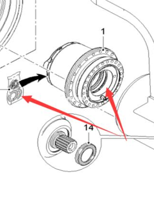 Wirtgen walking reducer part number 166995