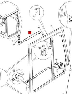 BOMAG door gas spring part number 05050641