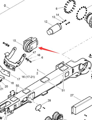 BOMAG front guide wheel assembly part number 05870079  
