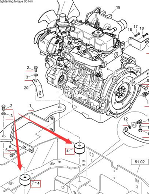  BOMAG engine front foot pad part number 06126921