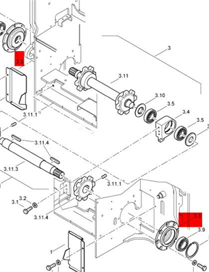 BOMAG scraper sprocket shaft flange part number 89320210 