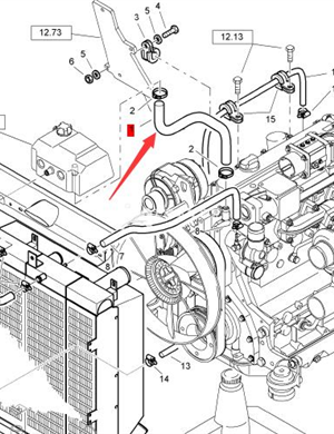 BOMAG engine water replenishment pipe part number 58190410 