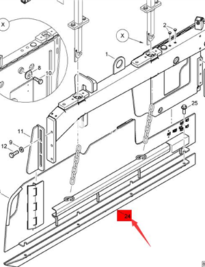 BOMAG left side sliding rail part number 89510646