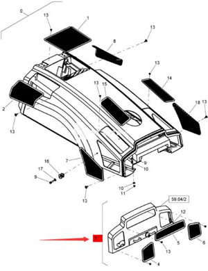 BOMAG engine hood rear cover part number 58070952