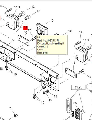 BOMAG Rear Side Marker Part No. 05751049  